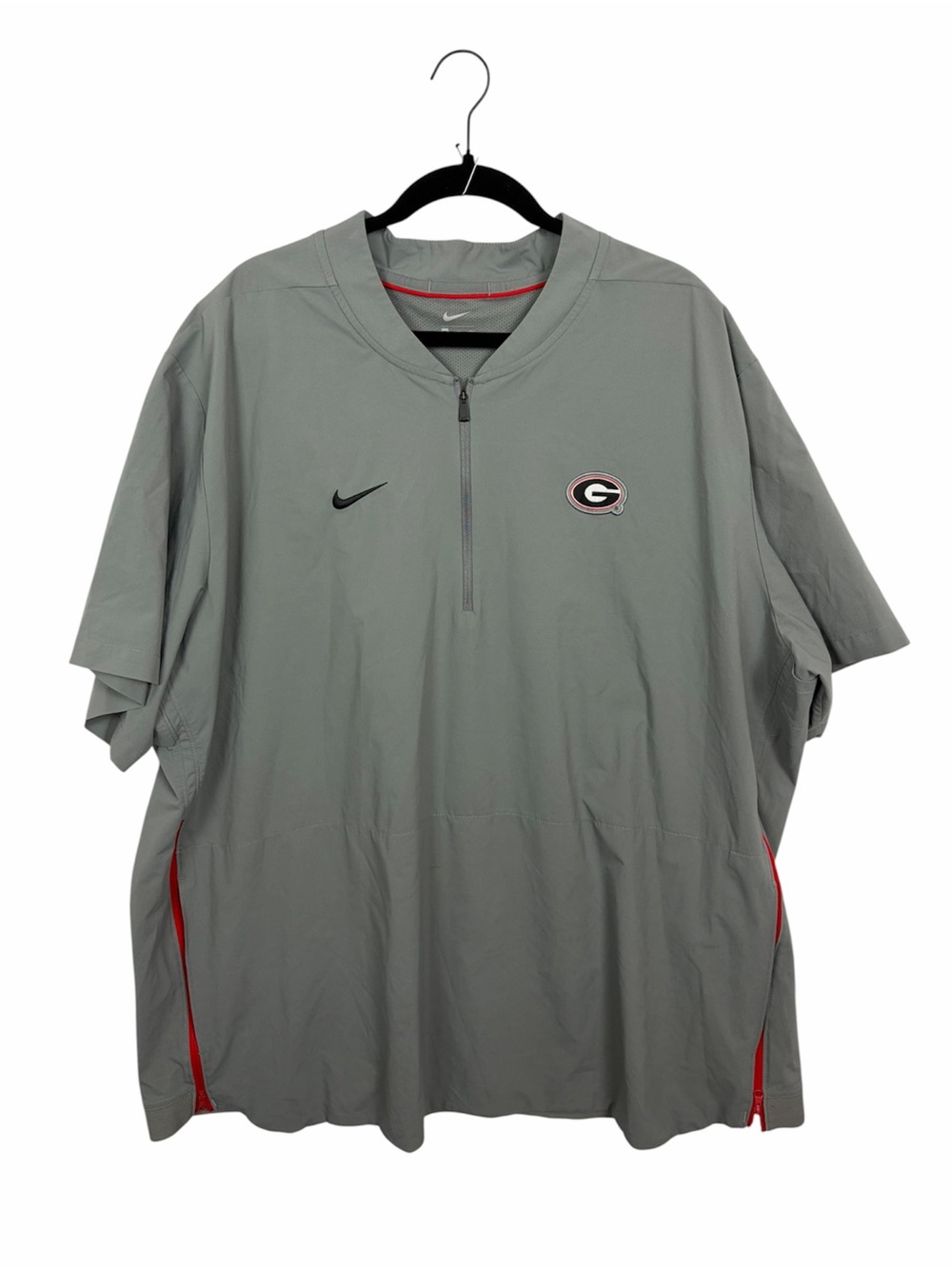Nike Georgia Bulldogs Short Sleeve Quarter Zip Sideline Pullover Grey 4XL
